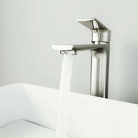 Brass vessel filler with brushed nickel finish and included mounting hardware