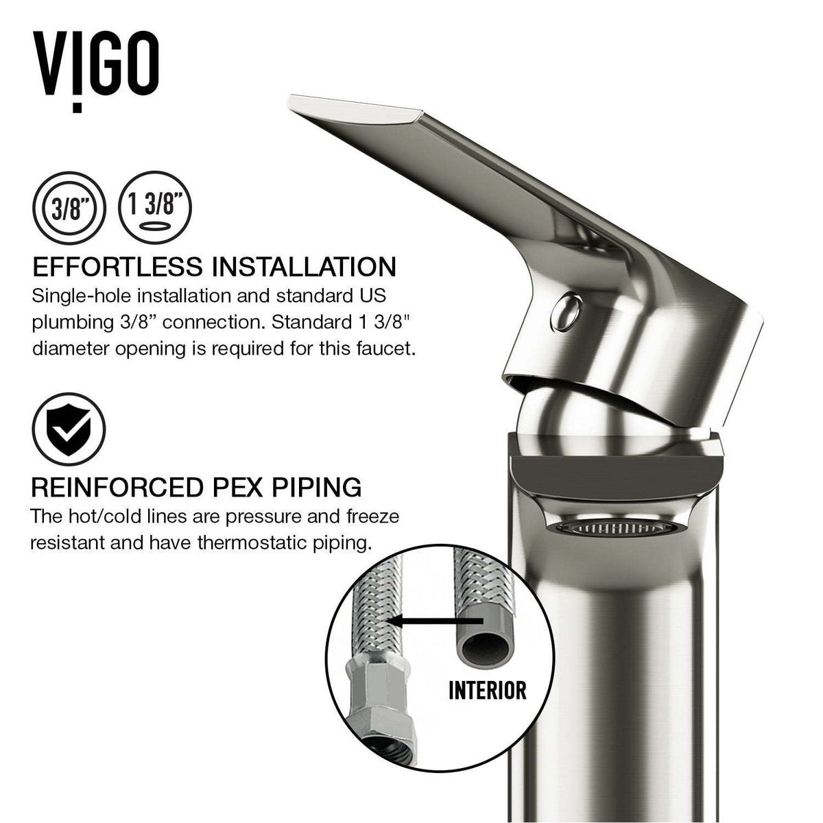 Contemporary vessel filler in brushed nickel with easy installation features