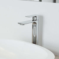 Chrome vessel faucet with high arc spout and lever handle