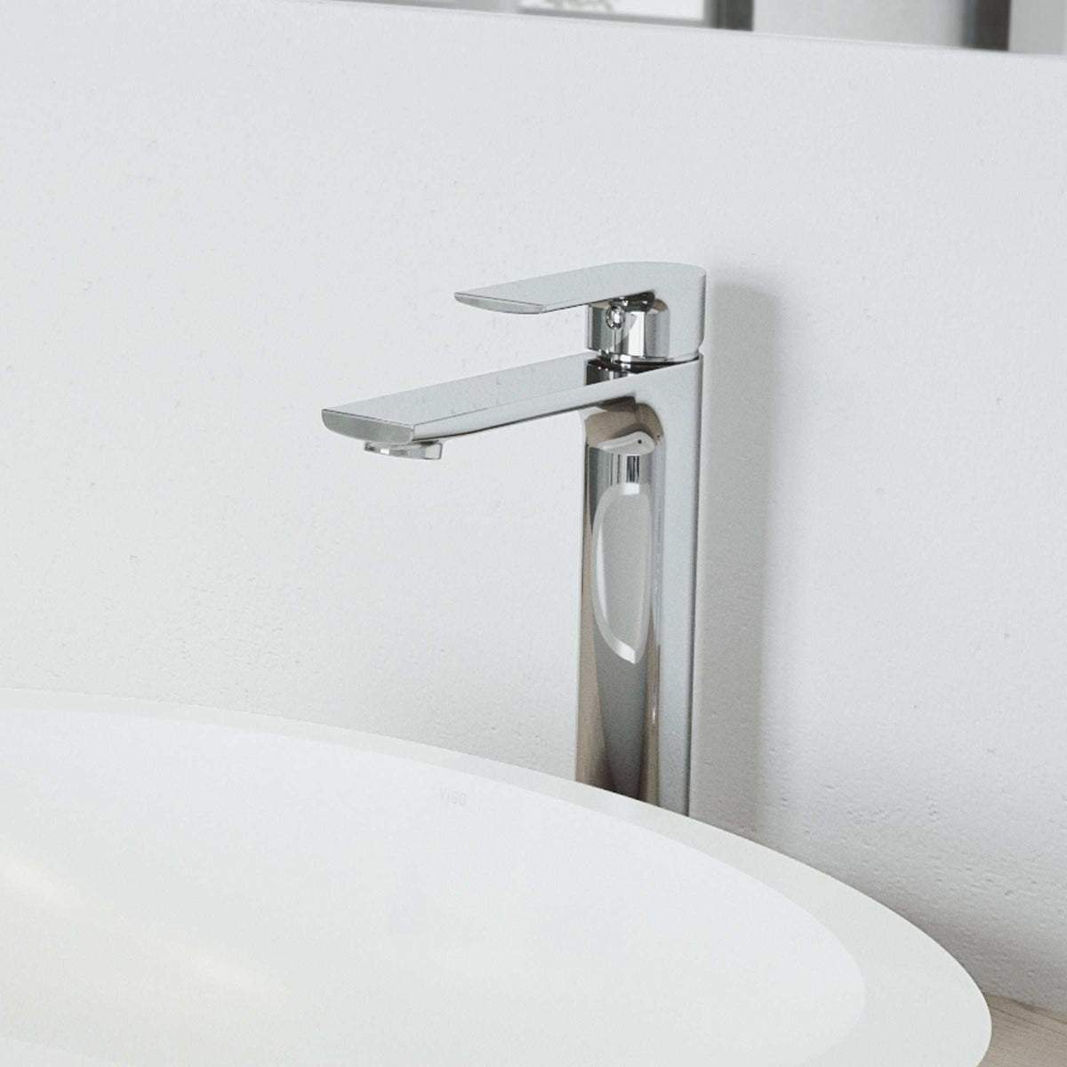 Chrome vessel faucet with high arc spout and lever handle