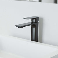 Modern deck-mounted faucet with ceramic disc valve and low flow design