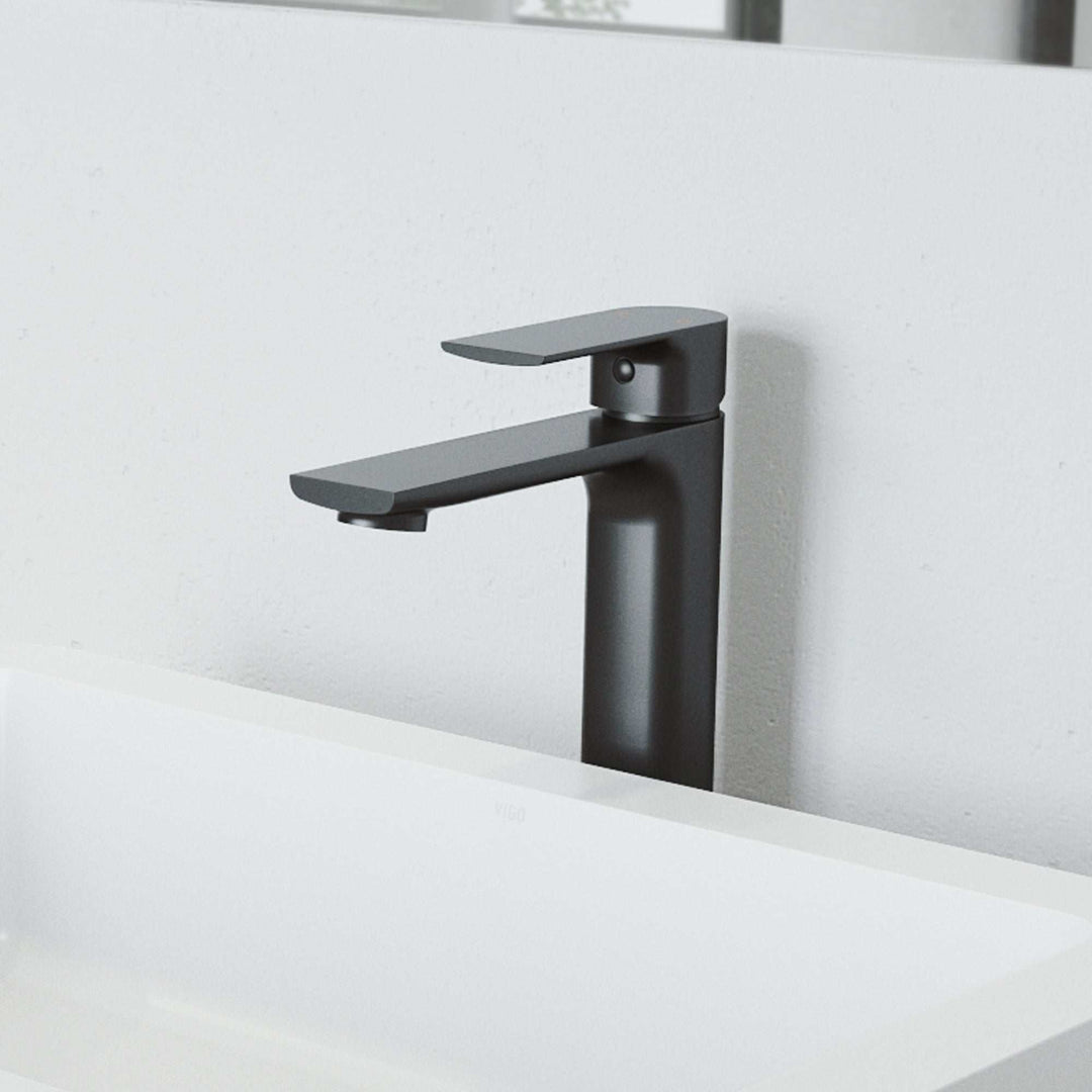 Modern deck-mounted faucet with ceramic disc valve and low flow design