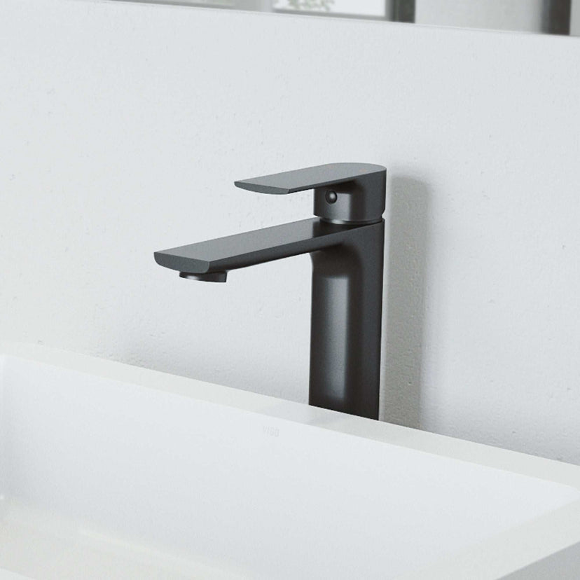 Modern deck-mounted faucet with ceramic disc valve and low flow design