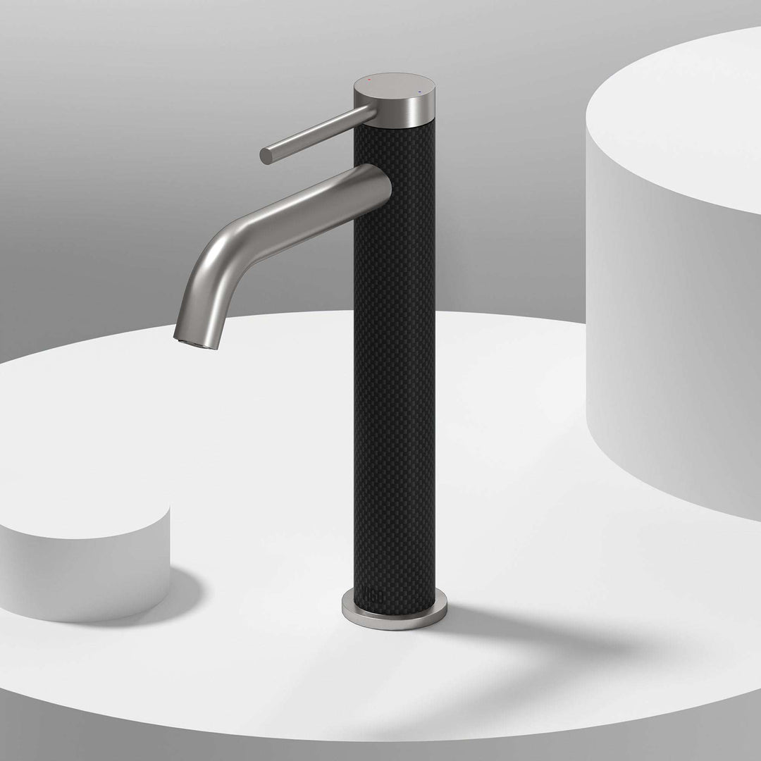 Modern bathroom vessel faucet with included components and low flow