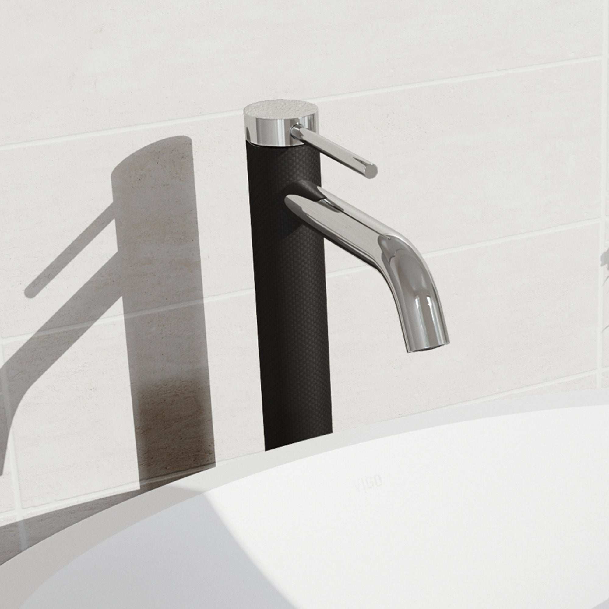 Chrome vessel faucet with high arc spout and lever handle