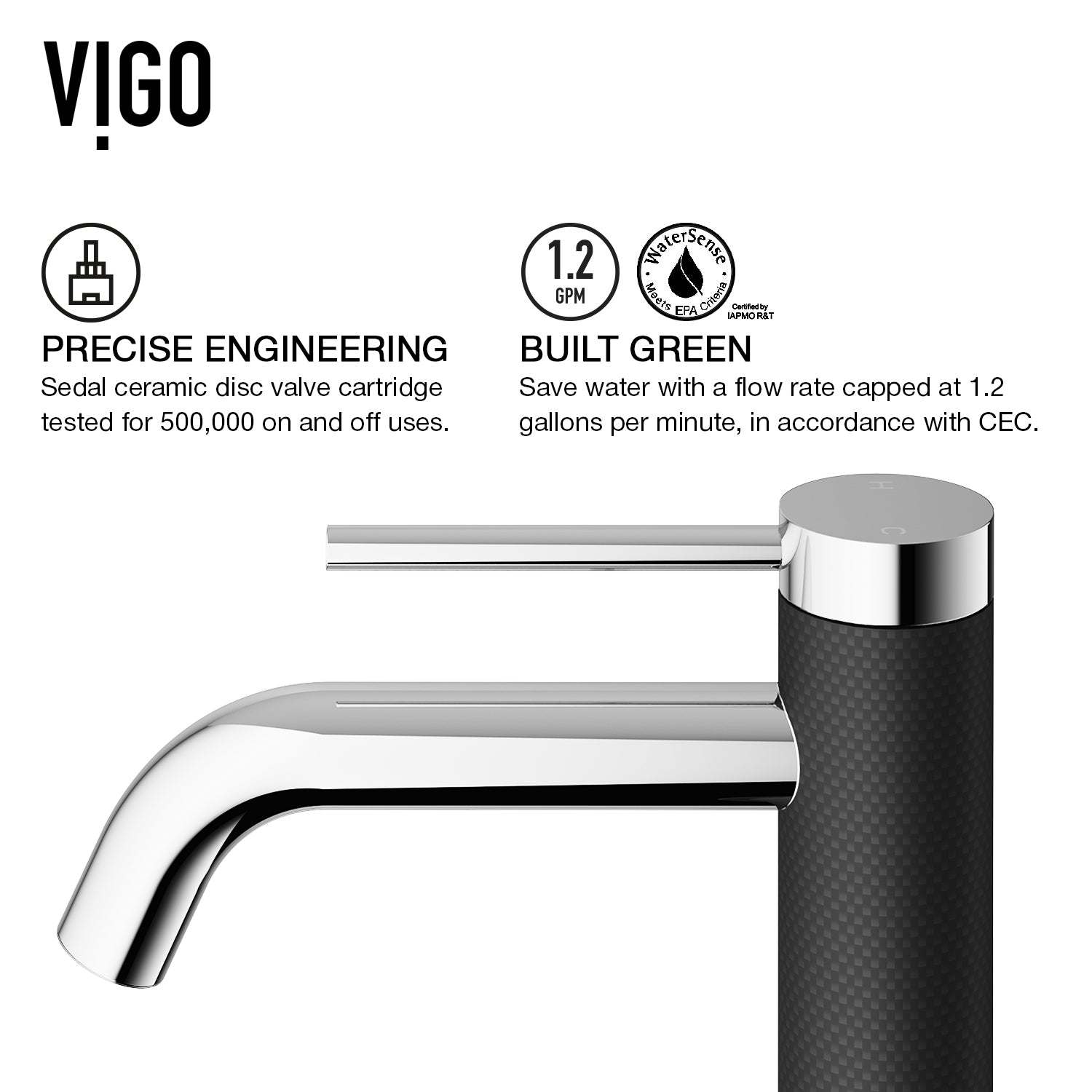 Easy-install vessel faucet with ceramic disc cartridge and low lead design