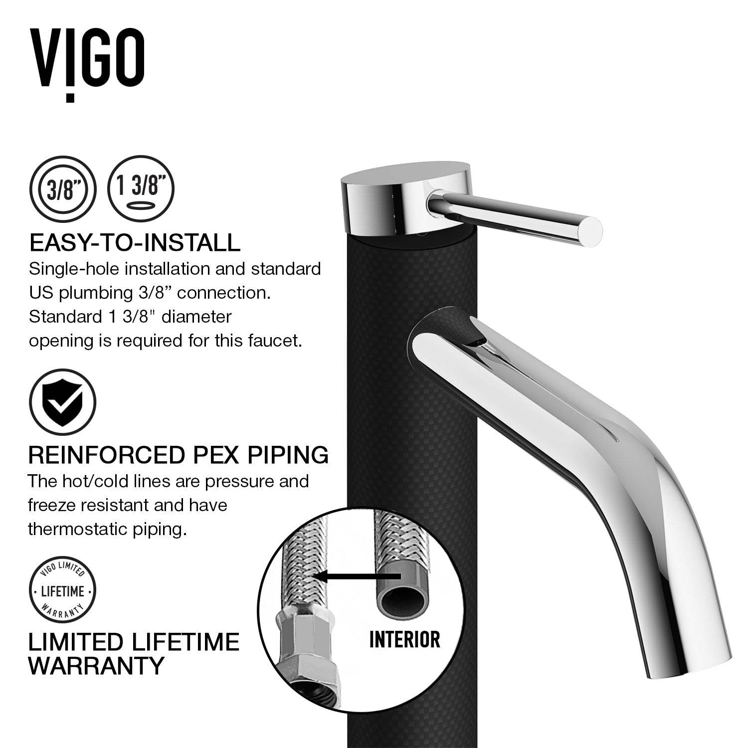 Deck-mounted faucet with high arc spout and tarnish-resistant finish