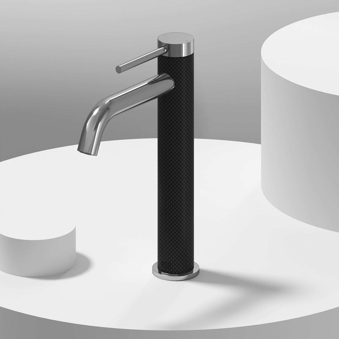 Chrome vessel filler with ceramic disk valve and lever control