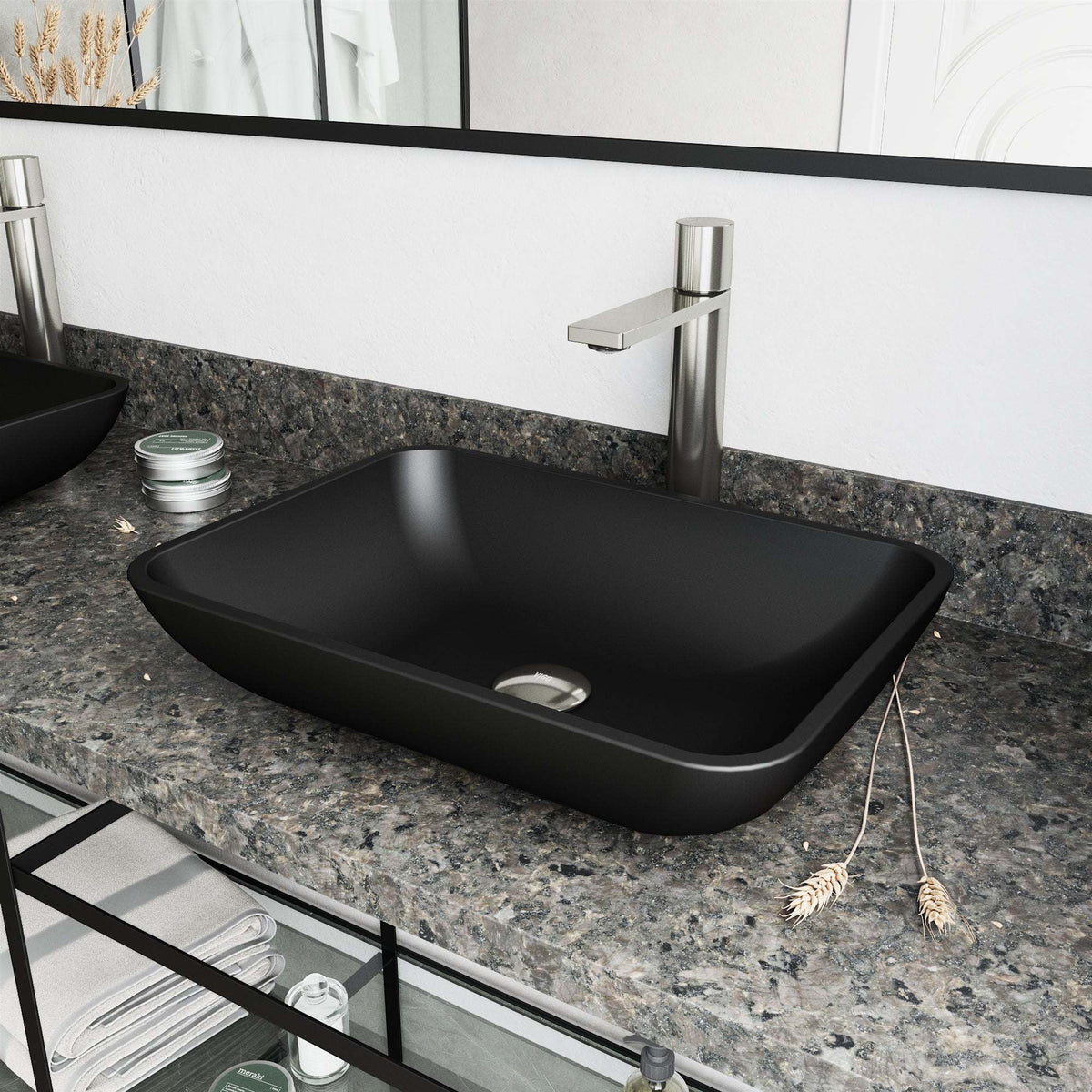 Low flow vessel faucet with included mounting hardware and supply lines