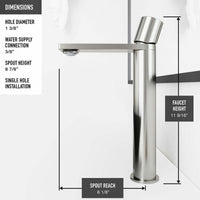 Brass vessel filler with brushed nickel finish and compression connection
