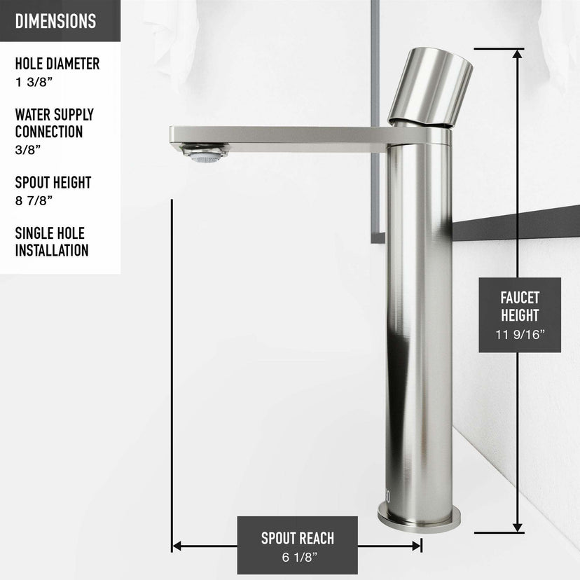 Brass vessel filler with brushed nickel finish and compression connection