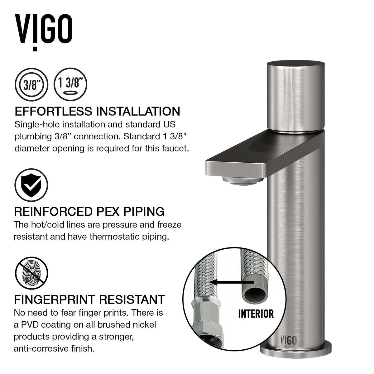 12-inch tall vessel faucet with tarnish-resistant brass construction