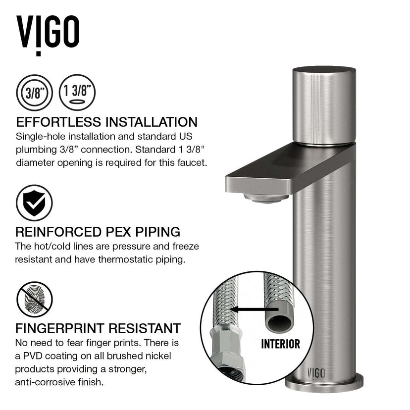 12-inch tall vessel faucet with tarnish-resistant brass construction