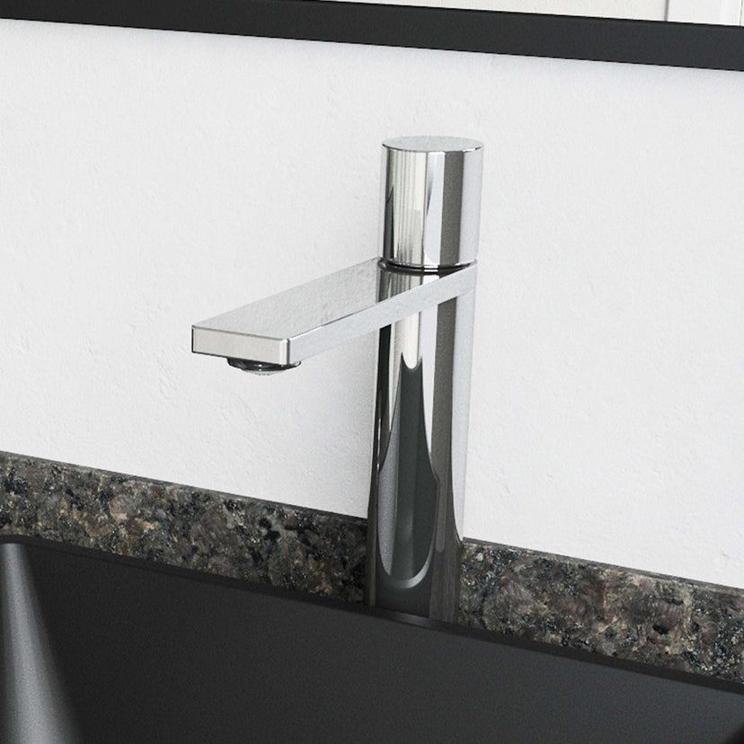 Chrome vessel faucet with high arc spout and lever handle