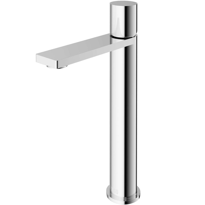 Modern deck-mounted bathroom faucet in chrome finish