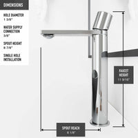 Brass vessel filler with chrome finish and compression connection