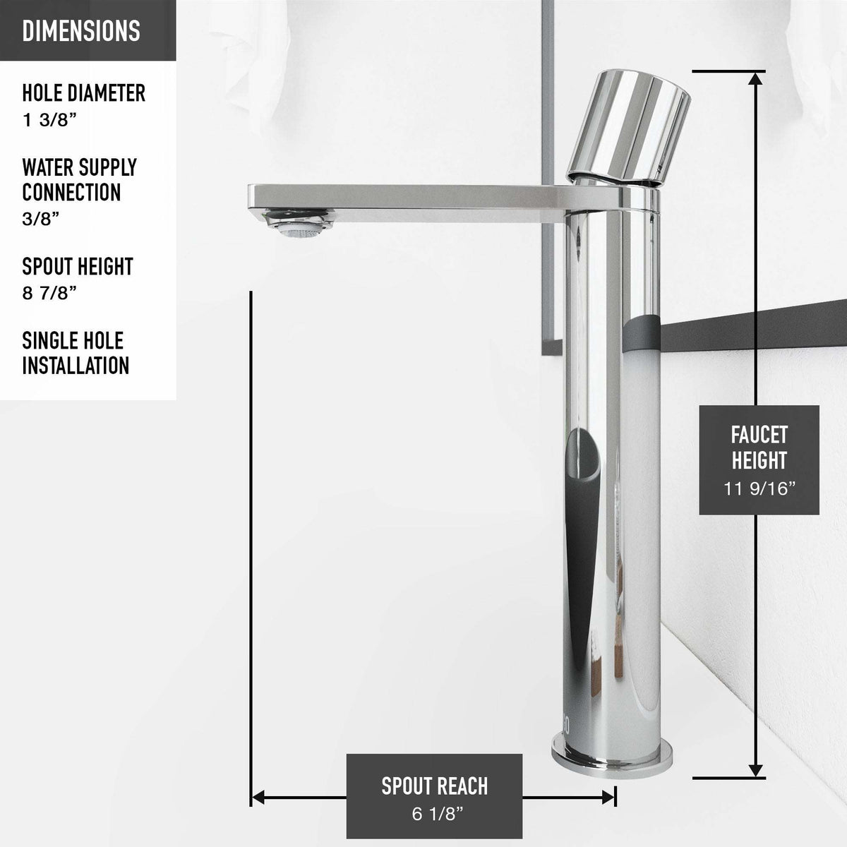 Brass vessel filler with chrome finish and compression connection