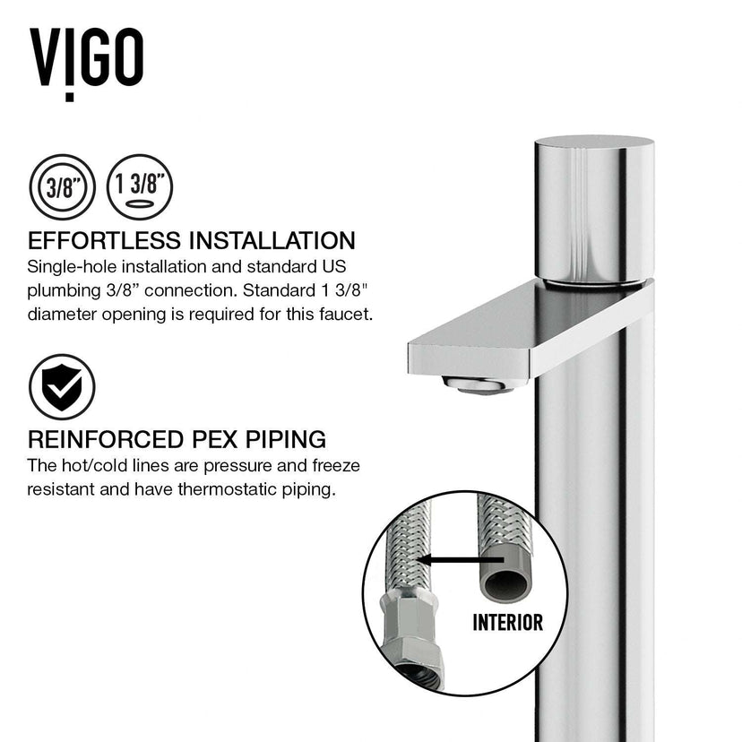 12-inch tall vessel faucet with tarnish-resistant brass construction