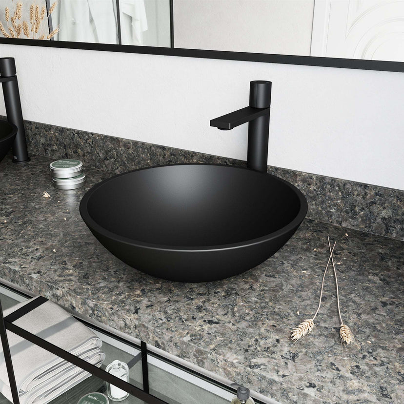 Low flow vessel faucet with included mounting hardware and supply lines