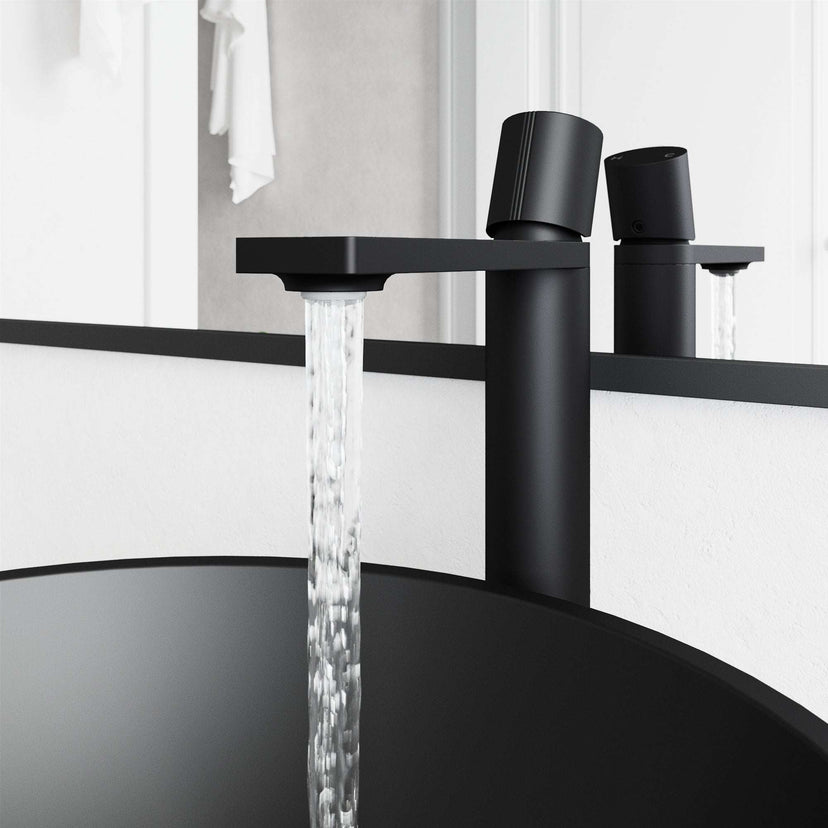 Contemporary vessel faucet featuring lever handle and NPSM thread