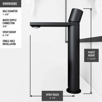 Brass vessel filler with matte black finish and compression connection