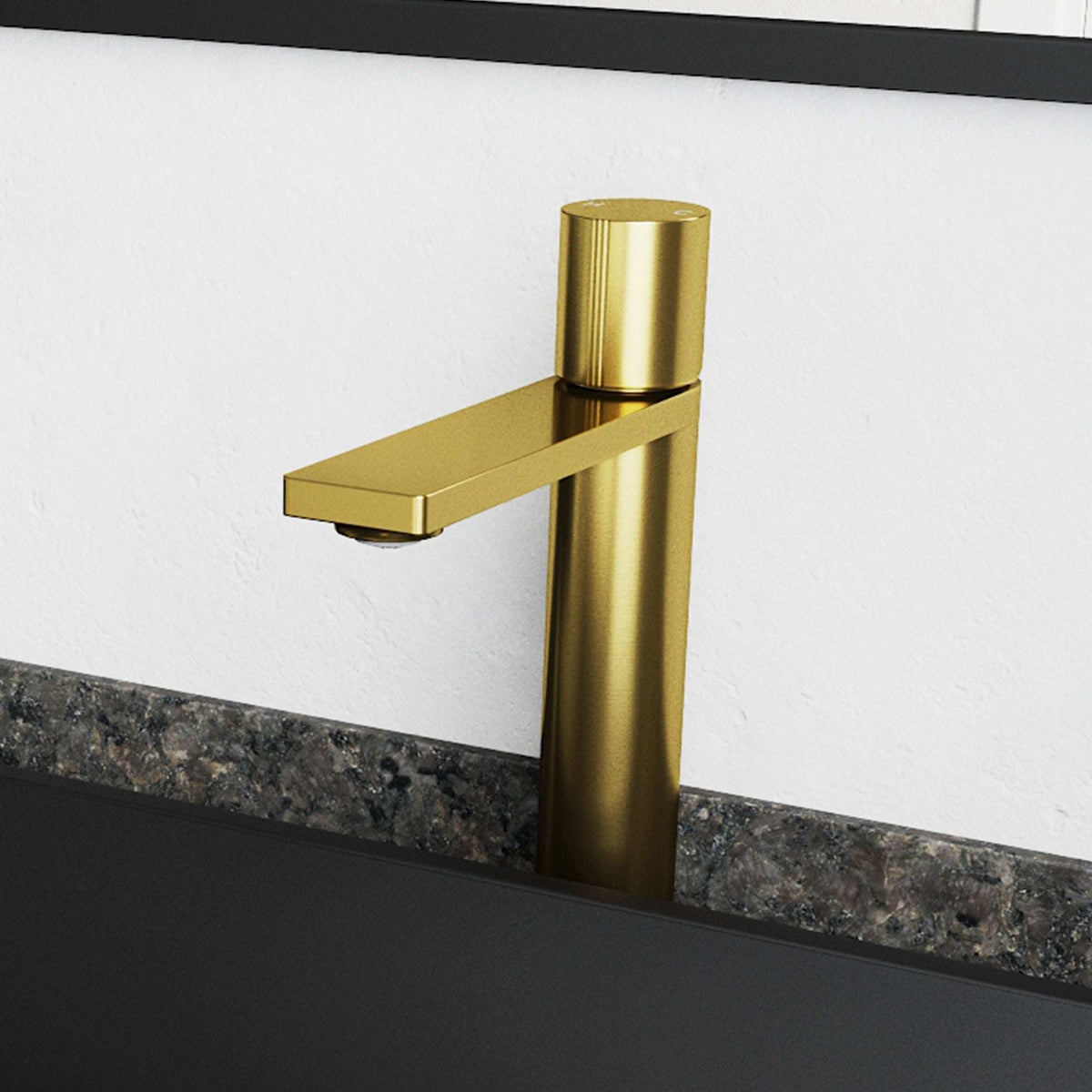 Matte brushed gold vessel faucet with high arc spout and lever handle