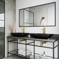 High arc spout faucet in matte brushed gold with hot/cold indicators