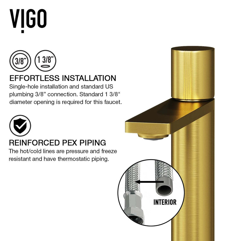 12-inch tall vessel faucet with tarnish-resistant brass construction