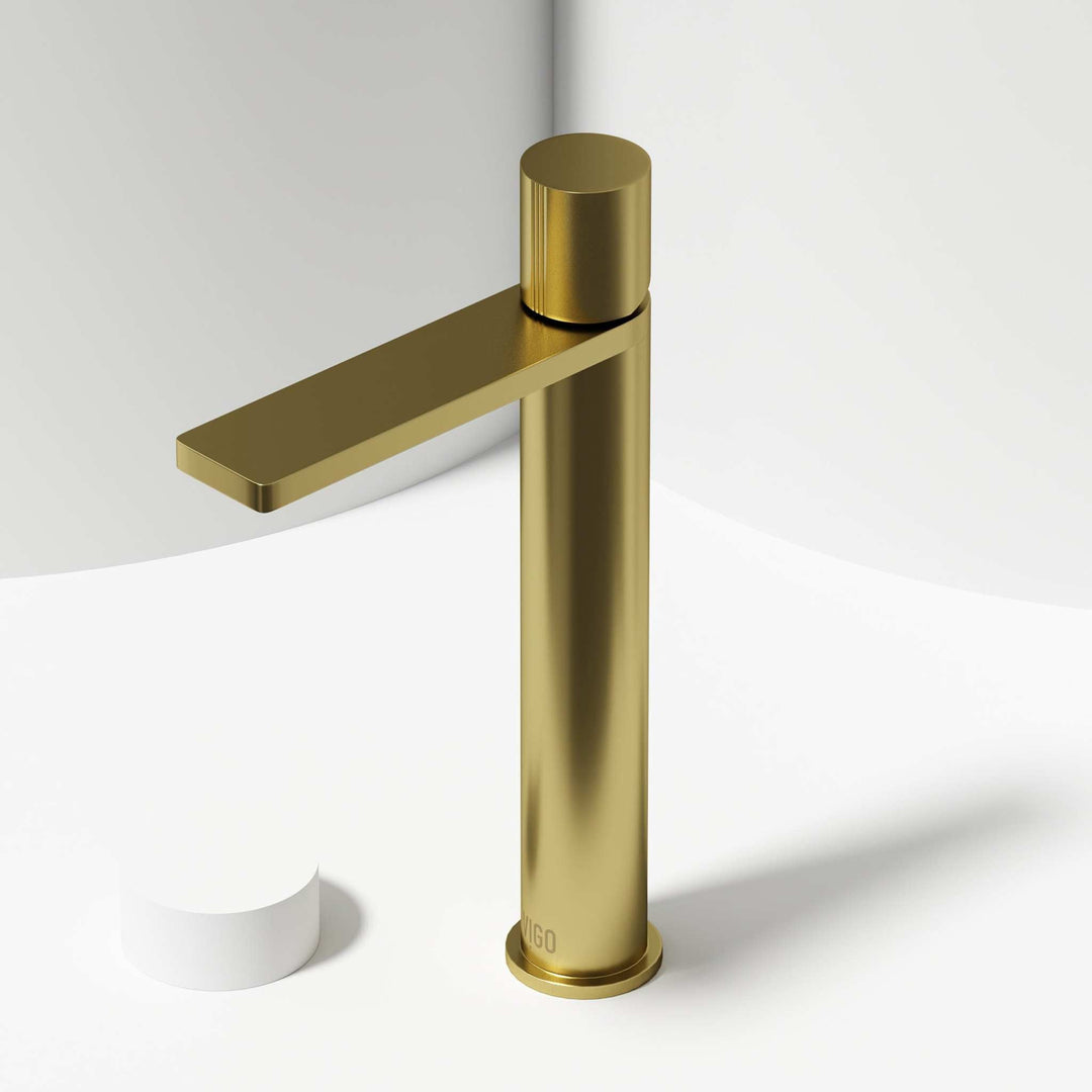 Modern bathroom faucet with high arc spout and lever control