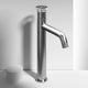 Brushed nickel vessel faucet with high arc spout and ceramic disc valve