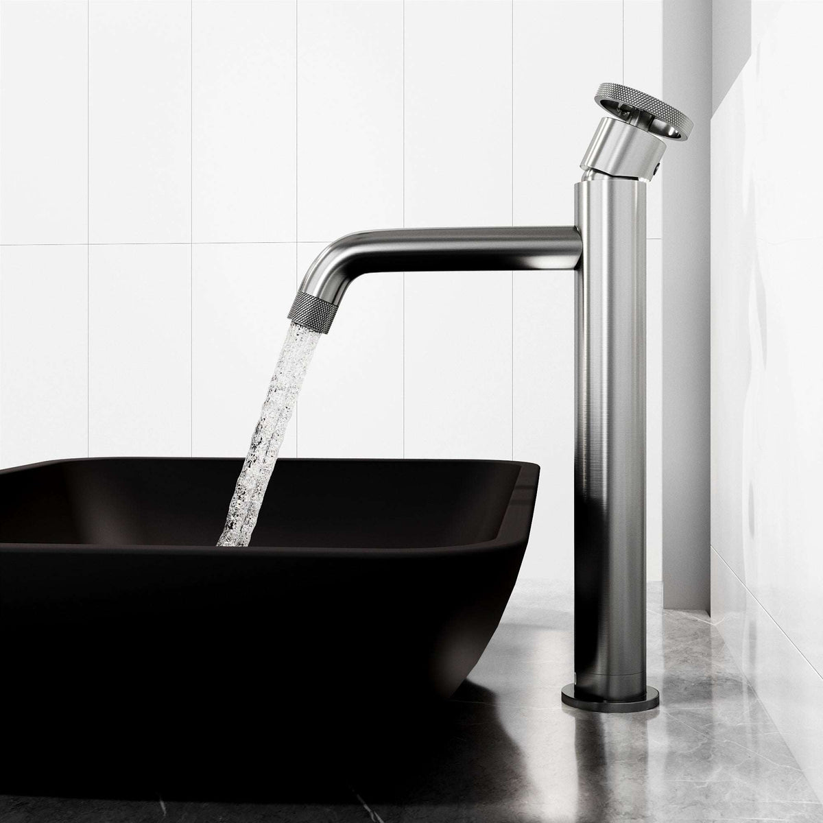 Deck-mounted faucet with included supply lines and mounting hardware