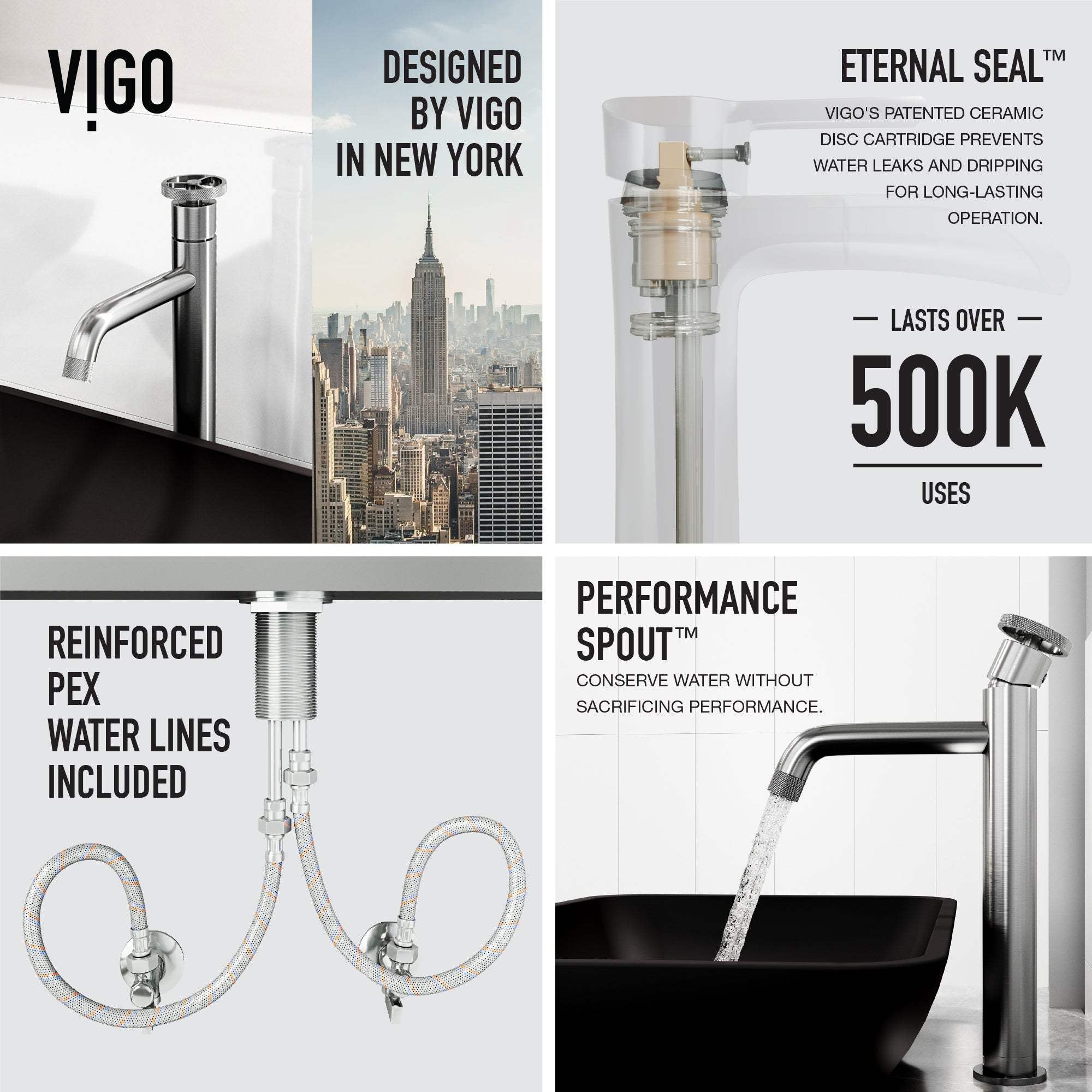 Low flow vessel faucet with compression connection and NPSM threads