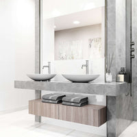 Modern deck-mounted bathroom faucet in chrome finish