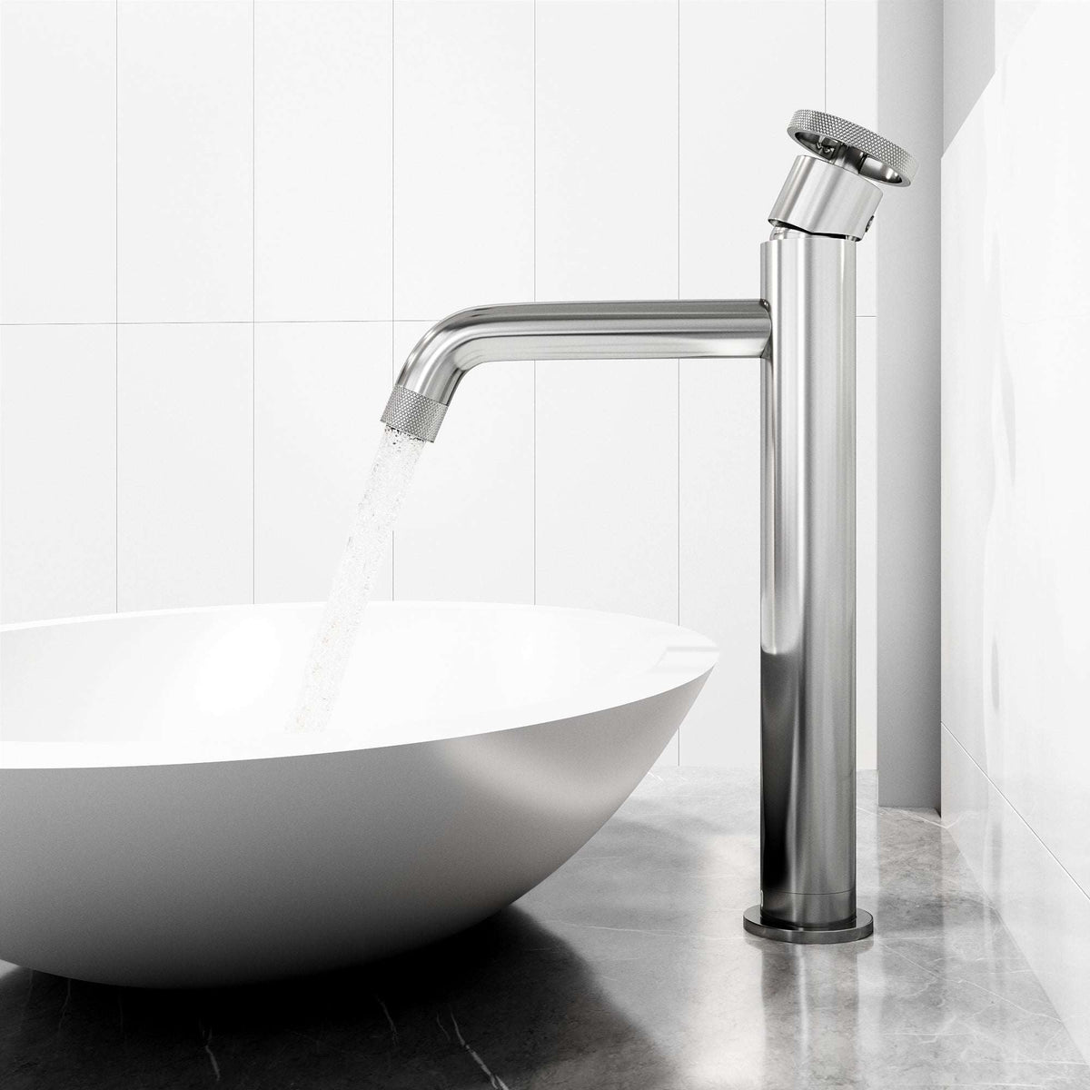 Deck-mounted faucet with included supply lines and mounting hardware
