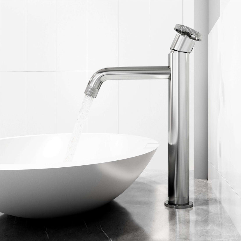 Deck-mounted faucet with included supply lines and mounting hardware