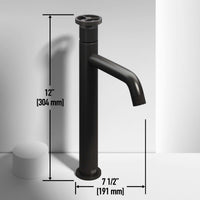 Contemporary vessel filler in matte black with hot/cold indicators