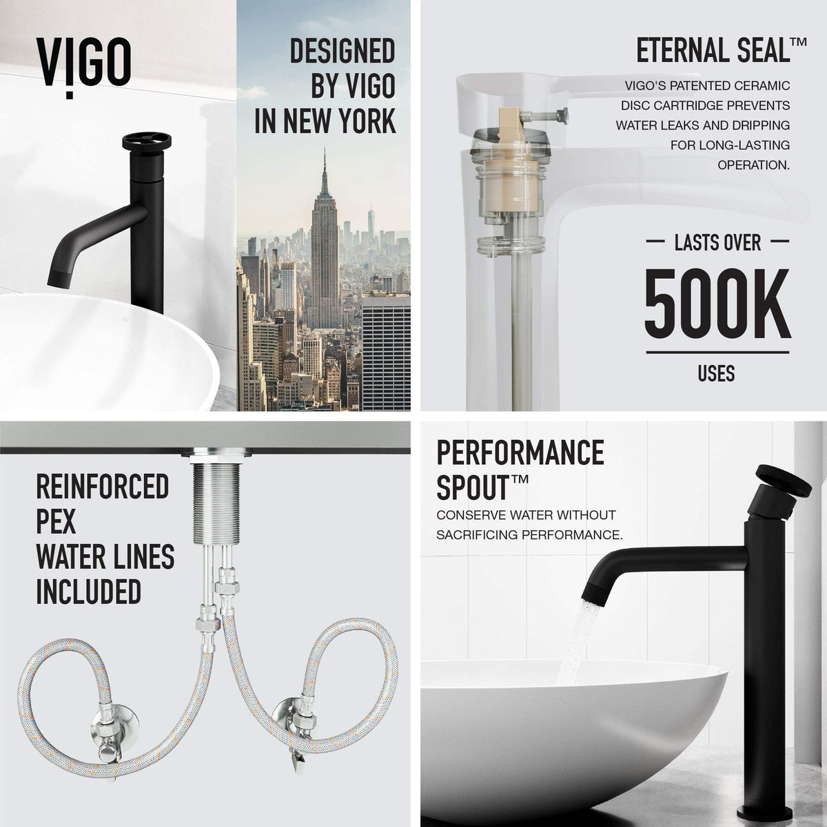Low flow vessel faucet with compression connection and NPSM threads