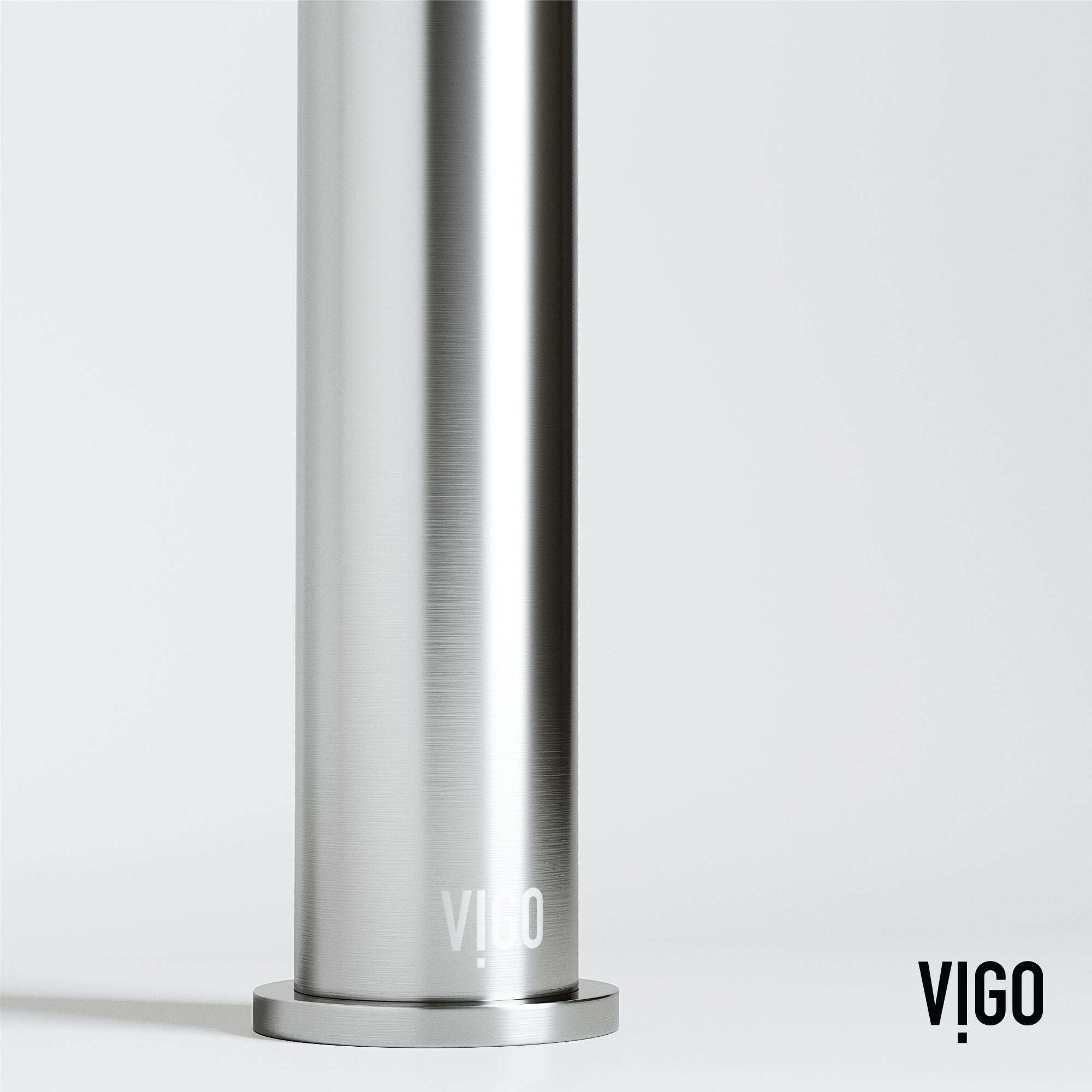 Deck-mounted vessel filler in brushed nickel with included handles and supply lines