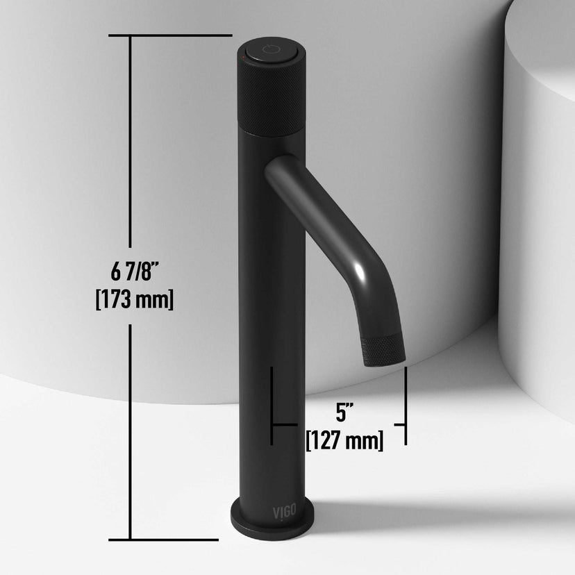 Modern deck-mounted bathroom faucet in matte black finish