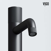 Low flow vessel faucet in matte black with all installation components included