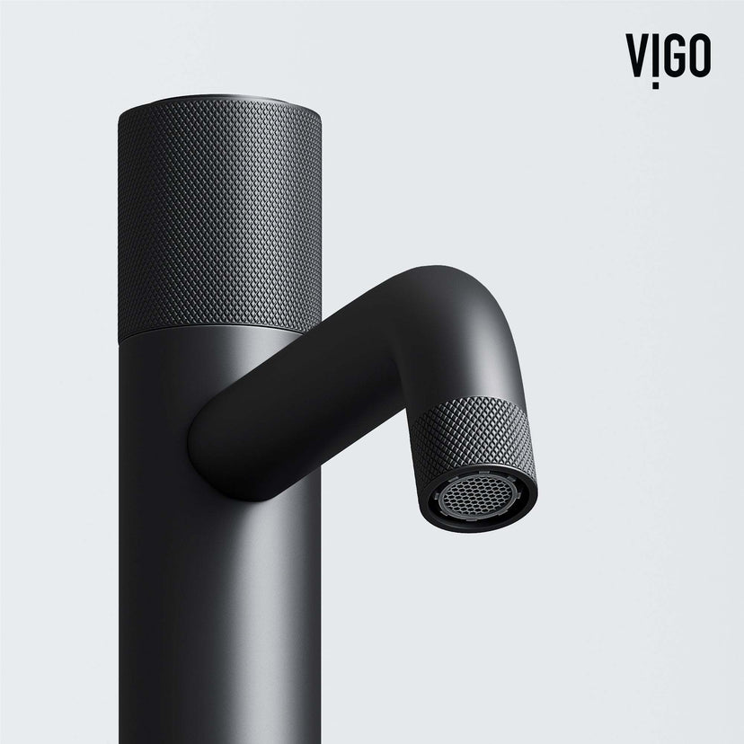 Low flow vessel faucet in matte black with all installation components included