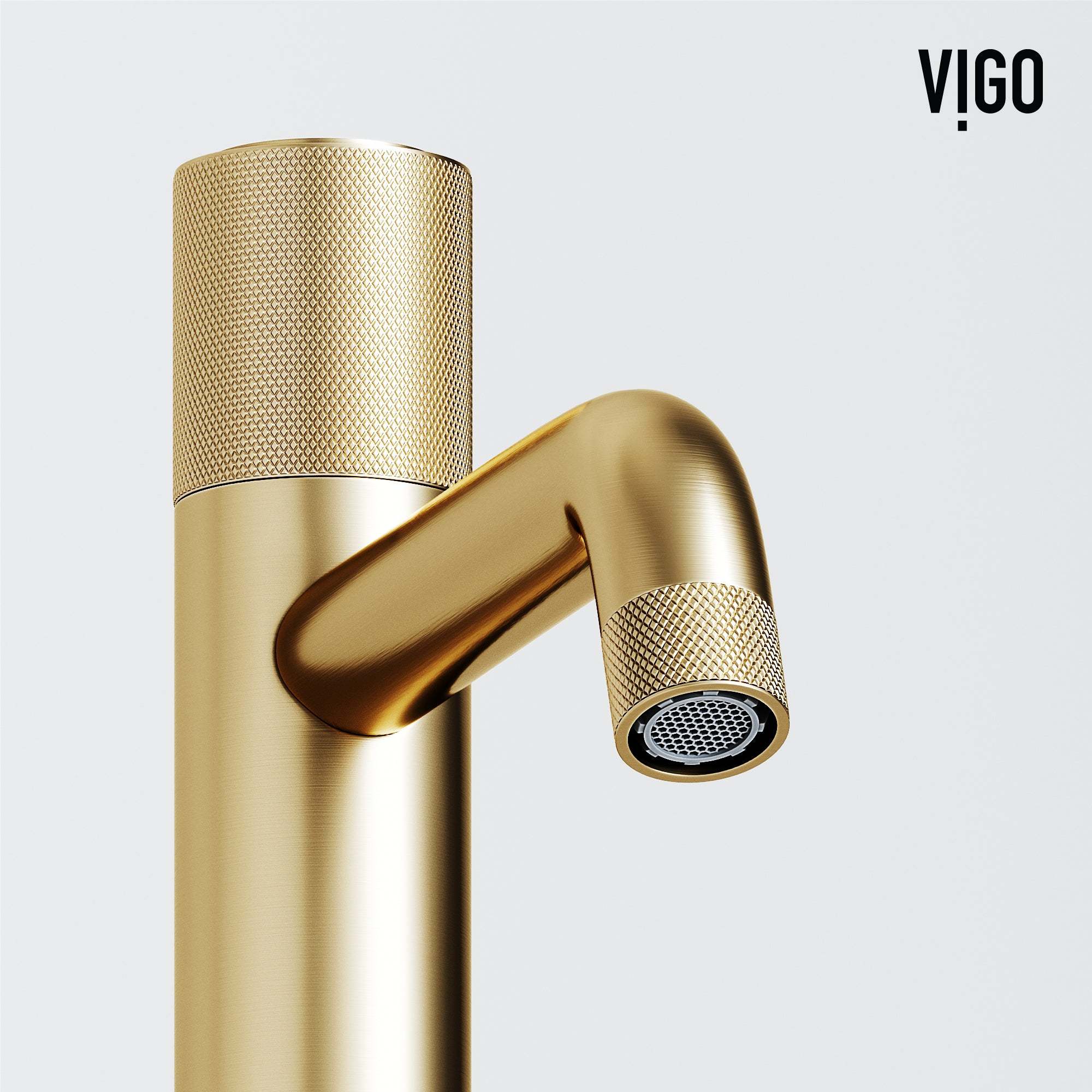 Low flow vessel faucet in matte brushed gold with all installation components included