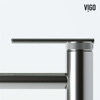 Contemporary vessel filler with high arc spout and brass construction