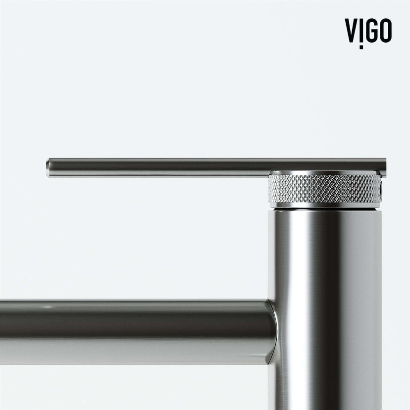 Contemporary vessel filler with high arc spout and brass construction