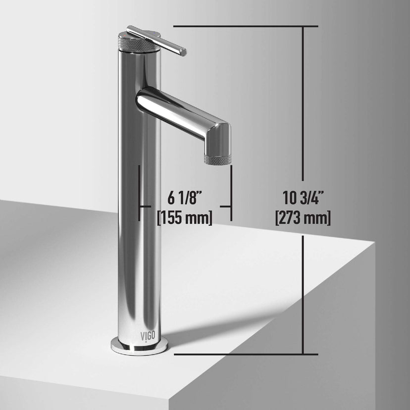 Modern deck-mounted faucet in chrome with ceramic disc valve