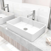High arc spout vessel faucet in chrome finish