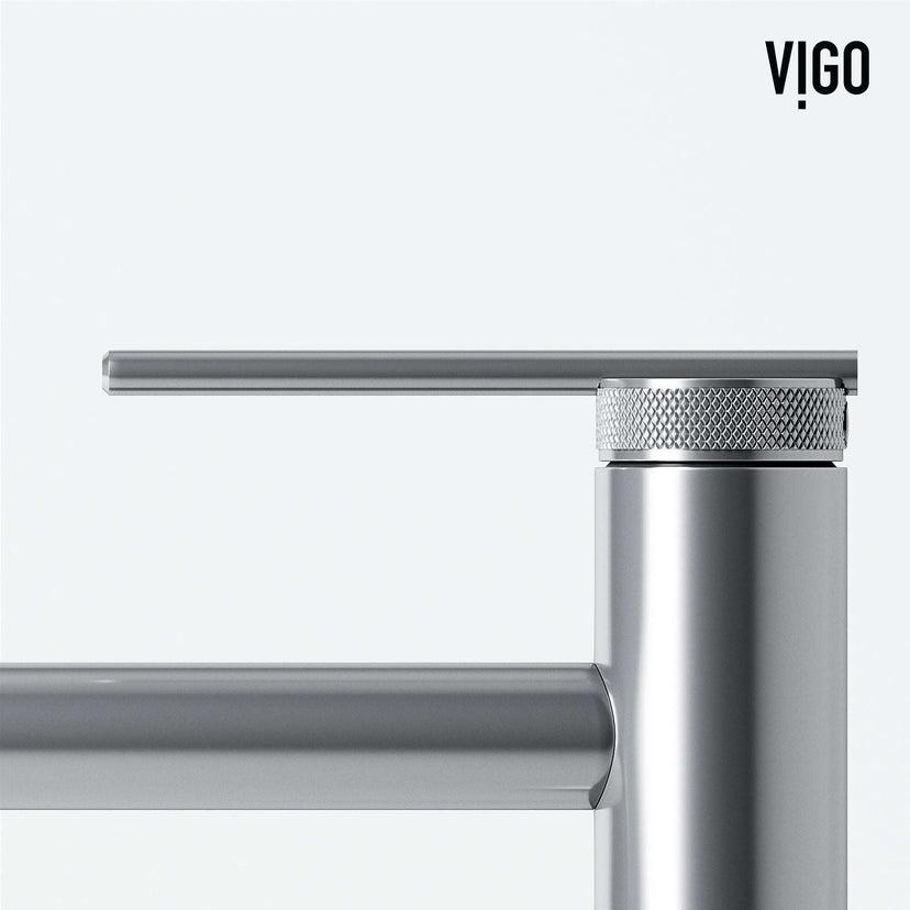 Contemporary vessel filler with high arc spout and brass construction