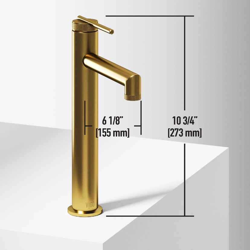 Modern deck-mounted faucet in matte brushed gold with ceramic disc valve
