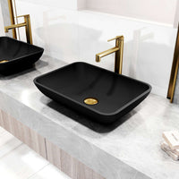 High arc spout vessel faucet in matte brushed gold finish