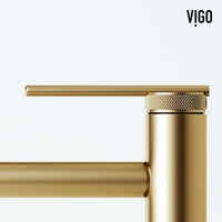 Contemporary vessel filler with high arc spout and brass construction